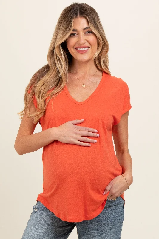 VNeckTopSteelOrange V-Neck Maternity Top