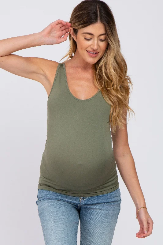 Light Olive Seamless Maternity Fitted Tank TopHigh-visibility vest