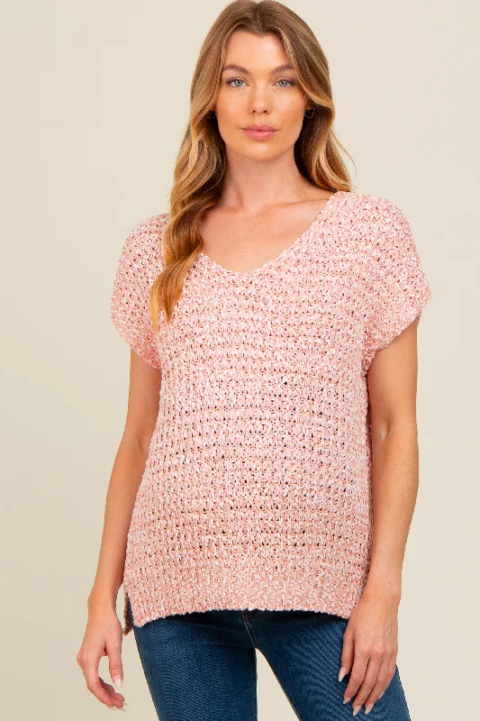 VNeckTopCanyonLight Pink V-Neck Sweater Maternity Top