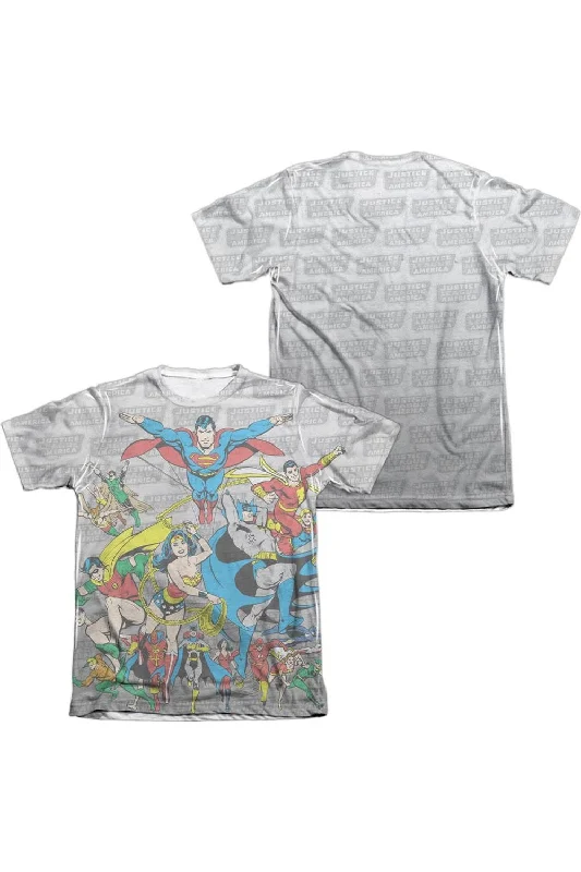 DC Comics Justice League Assemble (Front/Back Print) Adult 65/35 Poly/Cotton Short Sleeve Tee / T-ShirtWork Short Sleeve Tops