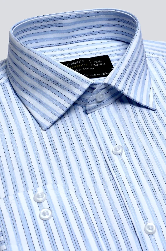 Light Blue Stripes Formal ShirtAsymmetrical Shirts