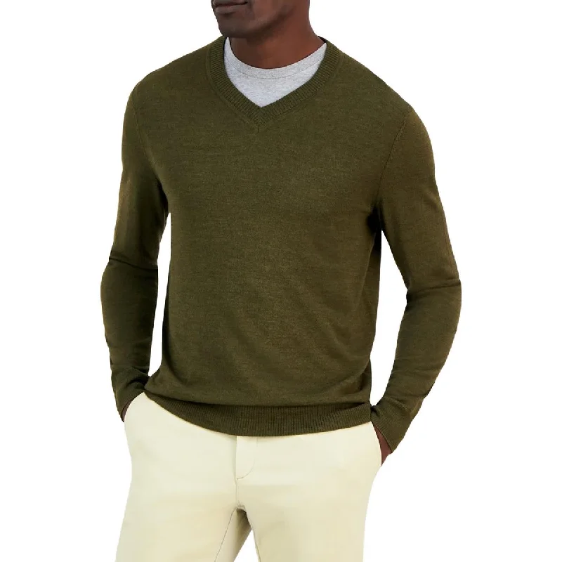 VNeckTopGriffinMens Ribbed Trim  Extra Fine Merino Wool V-Neck Sweater