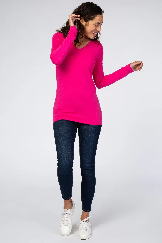 VNeckTopValkyrieFuchsia Fitted V-Neck Top